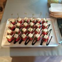 Watermelon and Feta Salad Skewers with Balsamic Reduction